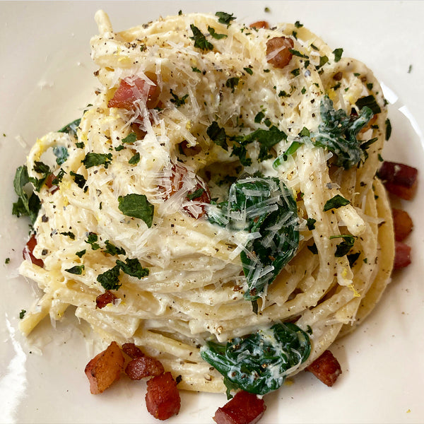 Ricotta & Pancetta Bucatini