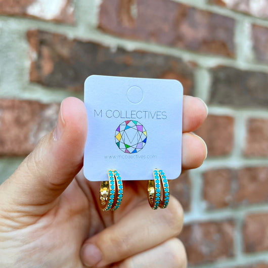 Turquoise Double Hoops