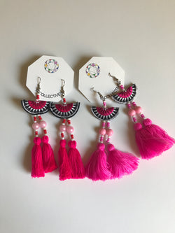 Embroidered Tassel Earrings